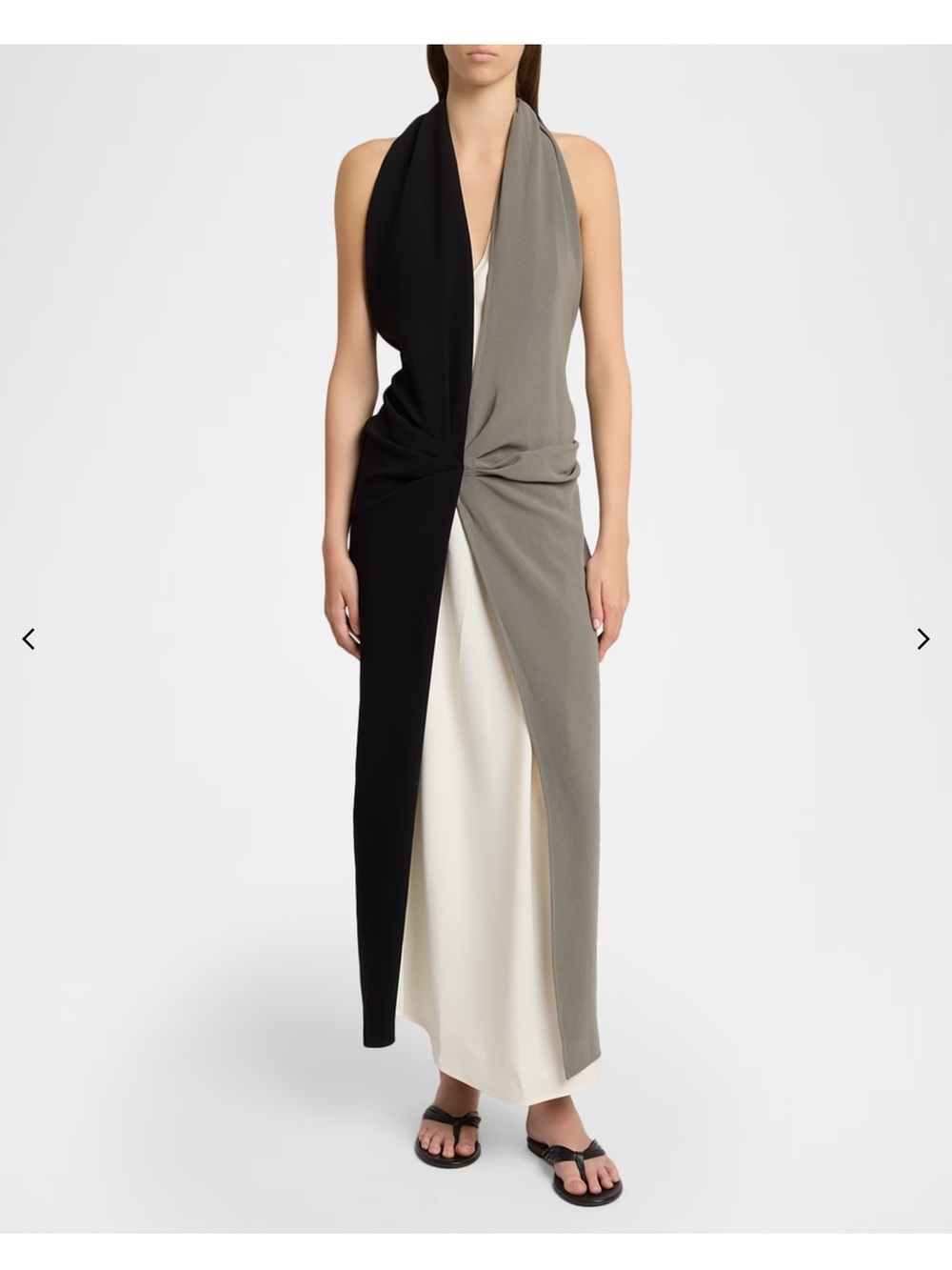 Proenza Schouler Black, Gray & White Twist-Front Maxi Dress